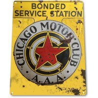 TIN SIGN "Chicago Motor Club" Station Decor Gas Oil Garage Shop Store Cave A039    271781140079